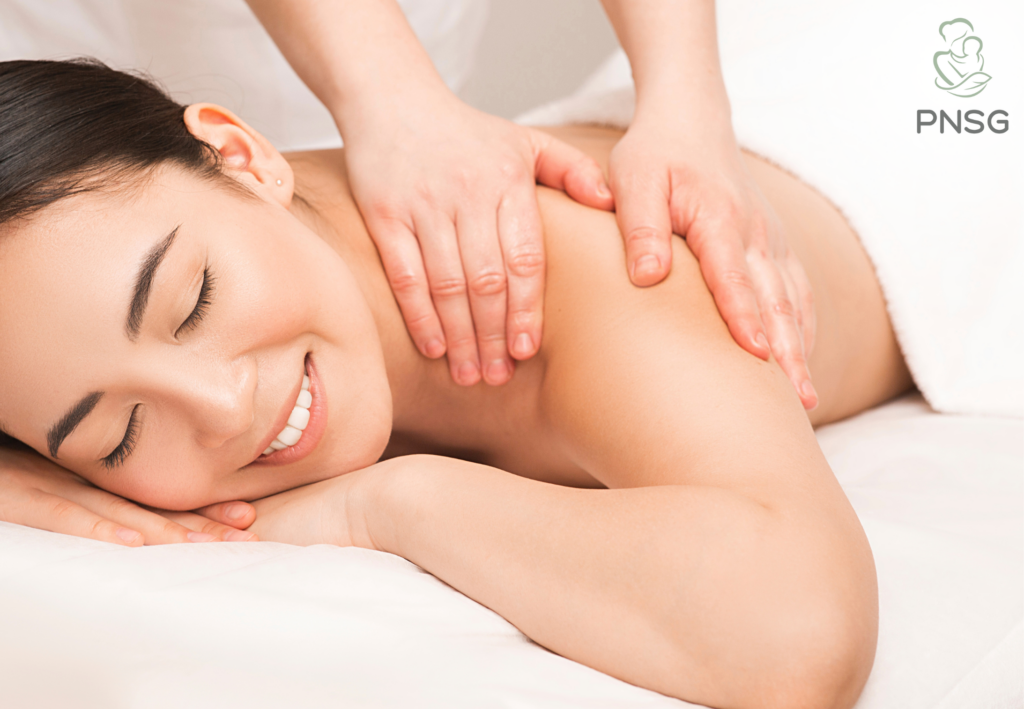 A mum enjoys a relaxing back massage